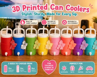 ColorPop Can Holder | 3D Printed Drink Carrier with Handle | Fits Soda, Skinny & Energy Cans