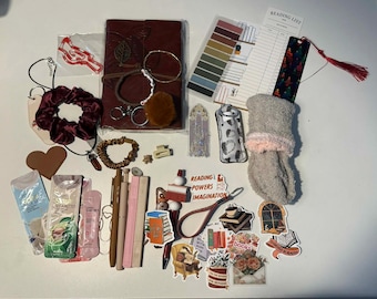 Mystery Bookish Bundle, Reading Accessories | Book Lover gift w/ Vintage look journal