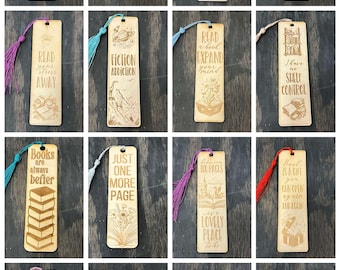 Laser Cut and Engraved Wooden Bookmark - Gift for Book Lovers, Book ...