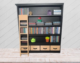 Mini bookshelf: Bookshelf with Ladder. With mini books of your choice! 3D printed