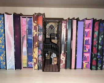 Completed Wizards school, Castle Stairs,  Harry P inspired Book Nook, Fully Assembled and Painted.