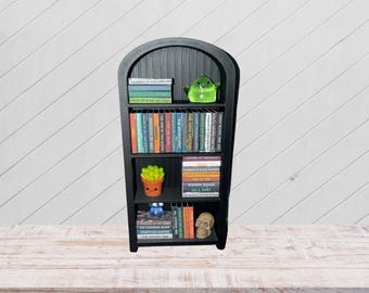 Mini bookshelf: Small Rounded, with feet. With mini books of your choice! 3D printed