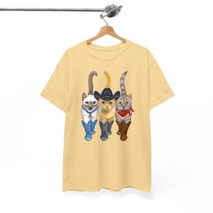 Cat Cowboy, Cowboy Cat Unisex T Shirt, Printed Two Sides, Cat Lovers T Shirt For Men Women, For Youth And Toddler Yellow Haze