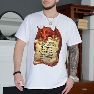 Draken T-shirt, bemoei je niet met de aangelegenheden van draken grappig T-shirt, jeugd, peutershirt, voor mannen vrouwen, cadeau voor drakenliefhebbers
