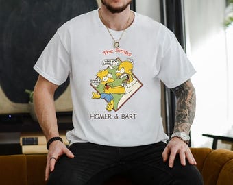 Funny Simpsons T Shirt, Homer and Bart Unisex Tee for Men, Women, Youth & Toddler