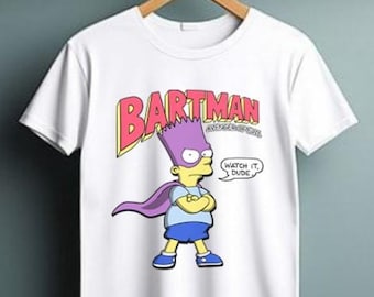 Bartman, Avenger Of Evil  Watch it Dude Funny Unisex T Shirt, Bartman Simpson Funny T Shirt For Men Women, For Youth And Toddler