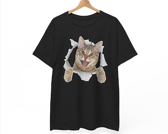 Mischievous Cat Unisex Shirt, Playful Kitty Tee, Cat Lover Gift