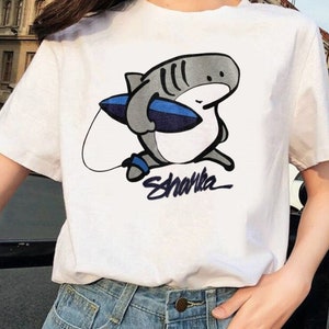 Sharka Surf Shirt, Shark Play Surf Shirt, Funny Shark T shirt, Cute Shark Shirt, Natural/White/Sand and more special color to choose
