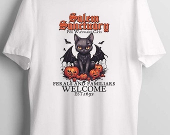 Black Cat Funny T Shirt, Salem Sanctuary For Wayward Cats Unisex T Shirt,  Best Gift For Men Women