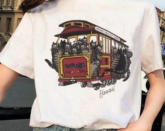 Waikiki Trolley Tours T Shirt, Funny,  Cute Cats Unisex  T Shirt, Natural/White/Sand and more special color to choose