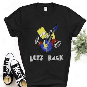 Bart Simpson Playing Guitar, Let&#39;s Rock Unisex T Shirt, T Shirt For Men Women, For Youth and Toddler