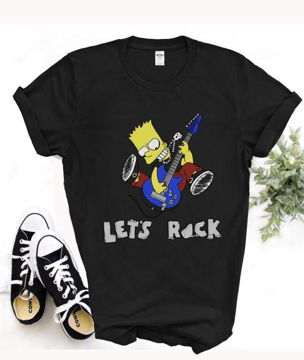 Bart Simpson Playing Guitar, Let's Rock Unisex T Shirt, T Shirt