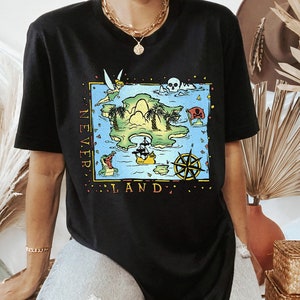 Peter Pan Never Land Map Shirt, Never Land Map T-Shirt, Peter Pan Shirt, Vintage Style Map T-Shirt