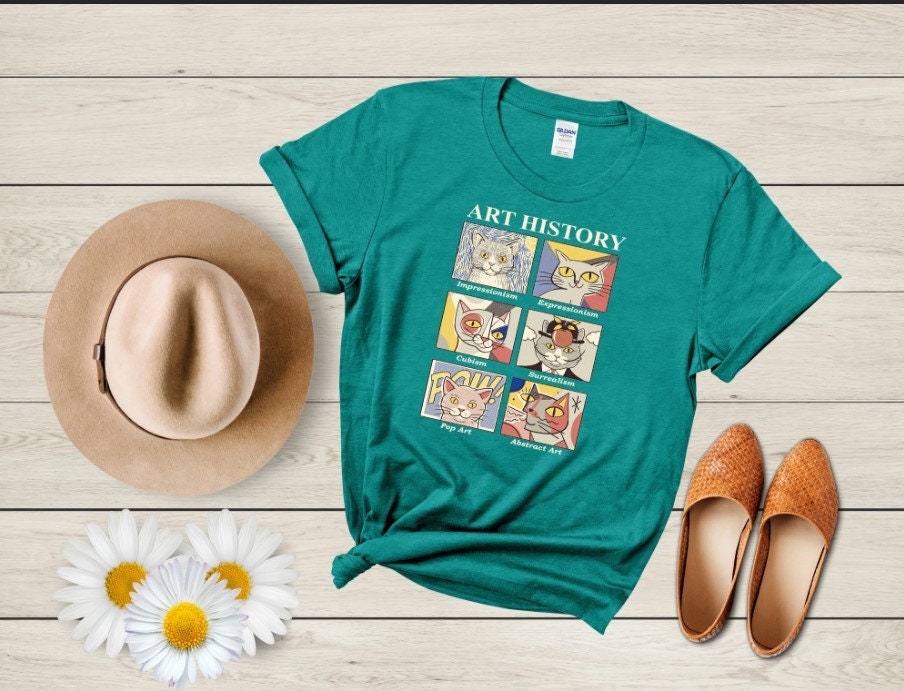 Cute Cat Art T Shirt, Cat Art History Unisex T Shirt, Type