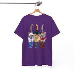 Cat Cowboy, Cowboy Cat Unisex T Shirt, Printed Two Sides, Cat Lovers T Shirt For Men Women, For Youth And Toddler Purple