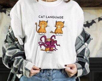 Kitten Language: Friendly, Irritated, And Flerken Funny Unisex Tees,  Gift For Men Women