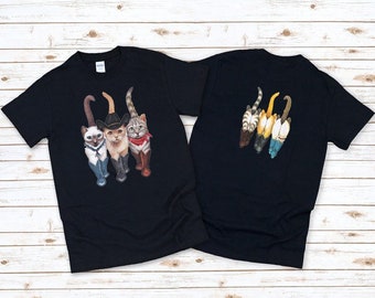 Cat Cowboy, Cowboy Cat Unisex T Shirt, Printed Two Sides, Cat  Lovers T Shirt For Men Women, For Youth And Toddler