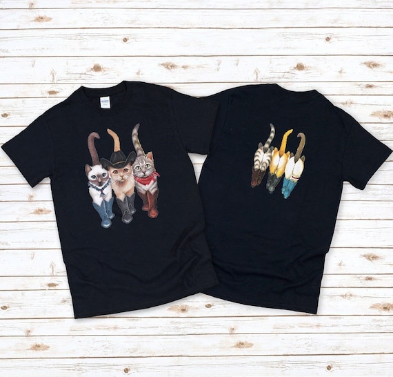Cat Cowboy, Cowboy Cat Unisex T Shirt, Printed Two Sides, Cat  Lovers T Shirt For Men Women, For Youth And Toddler