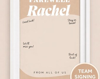 Affiche personnalisée de signature de groupe d'adieu, cadeau d'adieu à un collègue, souvenir moderne (formats A4 A3)