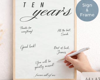 Poster de signature pour 10 ans de travail | Carte de groupe d'équipe (téléchargement numérique A3 A4)