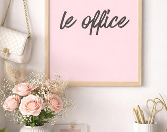 Impression de devis Le Office, décoration de bureau beige minimale (téléchargement numérique A3)