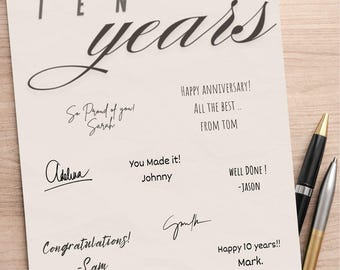 Poster de signature pour 10 ans de travail | Carte de groupe d'équipe (A3, A4)