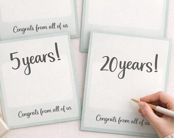 Lot d'impressions anniversaire de travail | 5-20 ans | Carte à signature de groupe (téléchargement numérique)