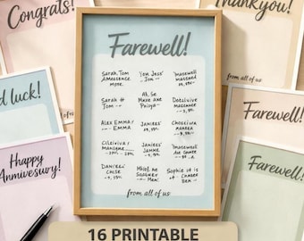 Lot d'affiches à signer – 16 designs pour adieu, félicitations, merci (téléchargement numérique)