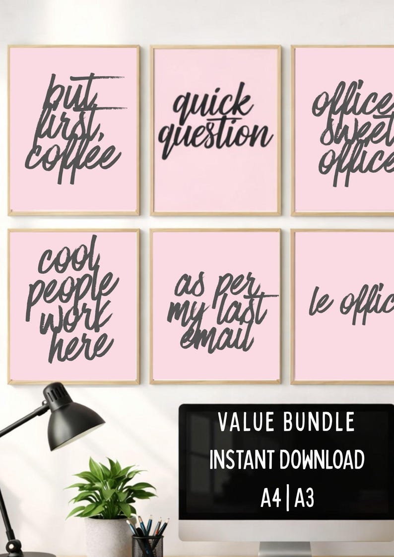 Funny Office Wall Art Bundle | Work Humor Printable Set (digital ...