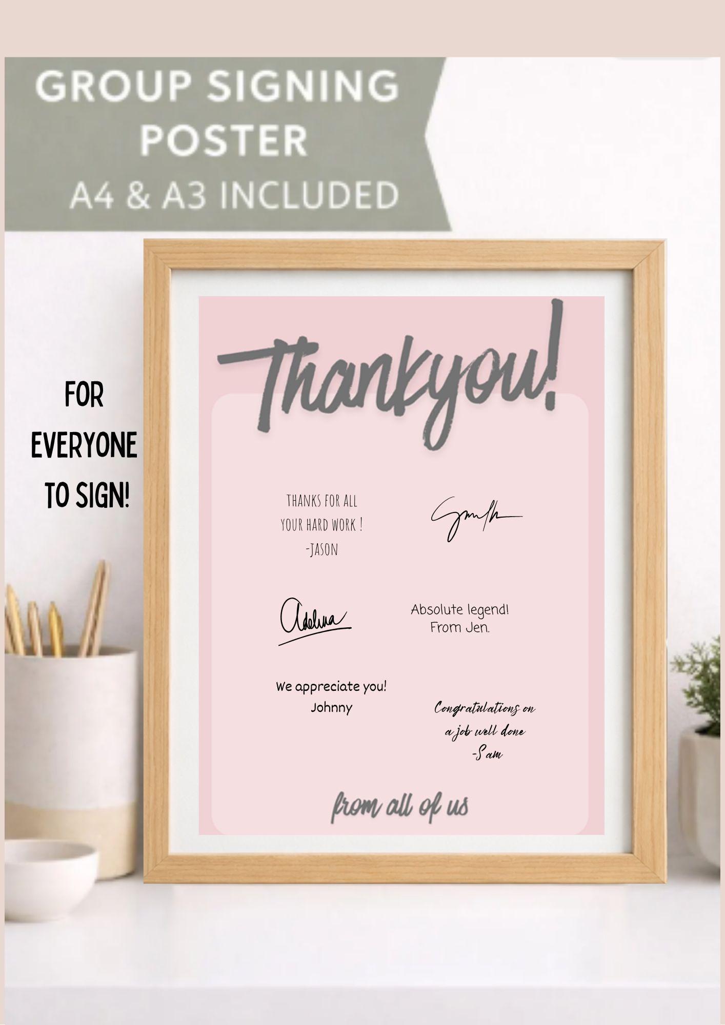 Group Signing Poster, Coworker Thankyou Gift, A4 A3 (digital Download ...