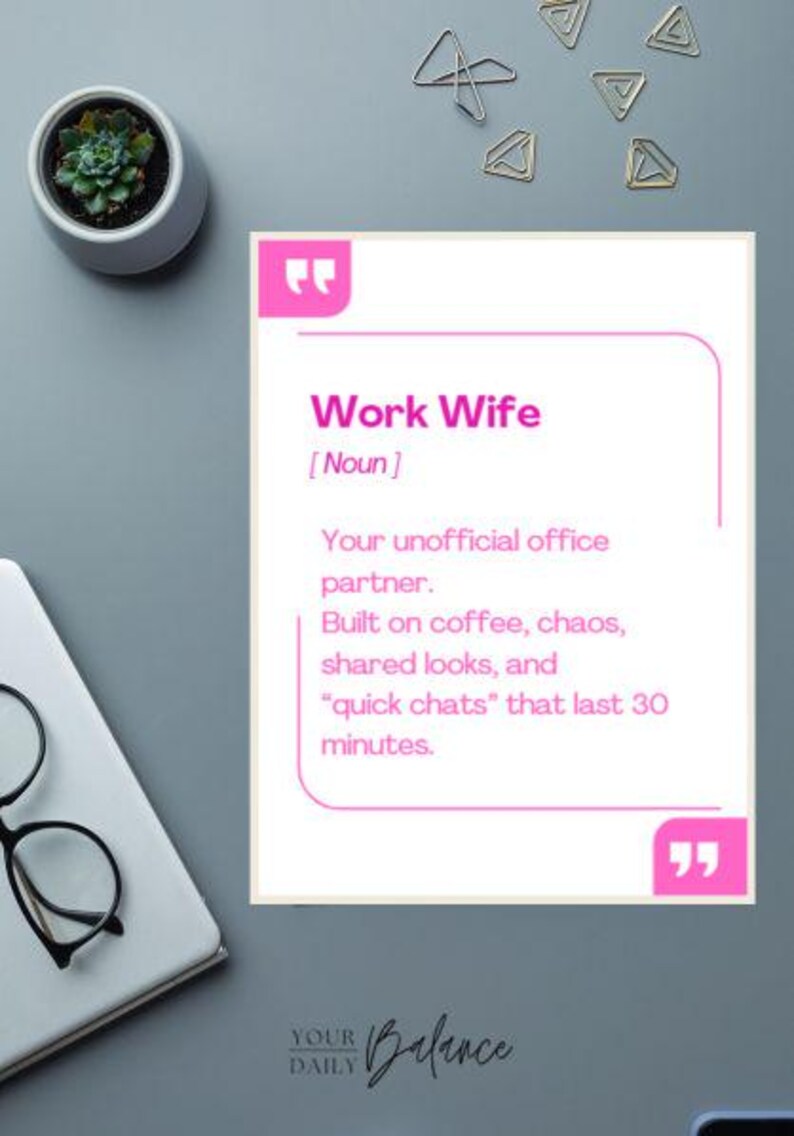 Work Wife Frameable Art | Cute Pink Quote | Work Bestie | Funny Office ...