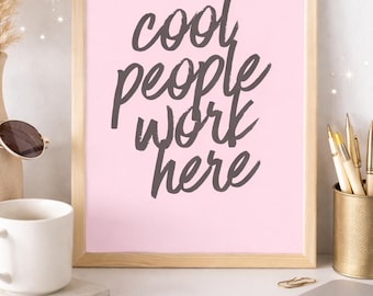 Impression de bureau, les gens travaillent ici, art mural minimaliste moderne (téléchargement numérique A3)
