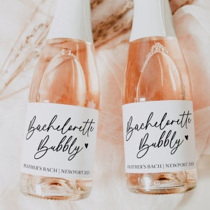Bachelorette mini champagne labels, bachelorette party favor, bridal shower favor, hens party gift, personalized mini champagne bottle label