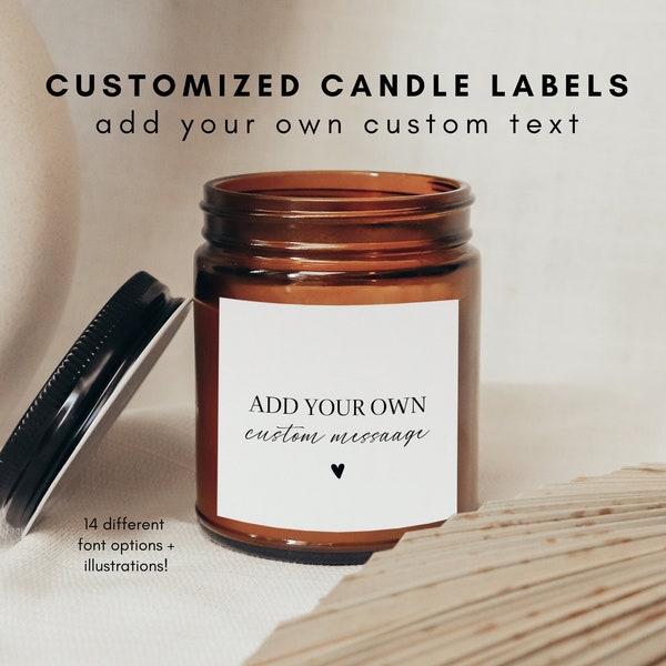 Custom candle labels, Personalized candle stickers, Create your own candle label, Gift Labels, Customized Candle Label