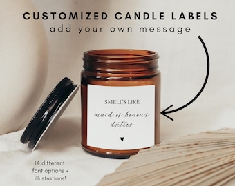 Custom candle labels, Personalized candle stickers, Create your own candle label, Gift Labels, Customized Candle Label