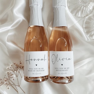 Étiquette Serez-vous ma demoiselle d'honneur, mini étiquette de champagne, idée de boîte de propositions de demoiselle d'honneur, cadeau de demoiselle d'honneur, proposition de mariage, prosecco