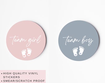 Gender Reveal Stickers, Team Boy Stickers, Team Girl Stickers, Baby Shower Stickers, Gender Reveal