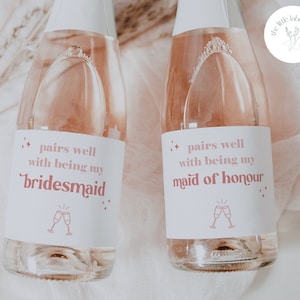 Bridesmaid proposal box idea, mini champagne label for bridesmaid, maid of honor gift,  bridal party proposal