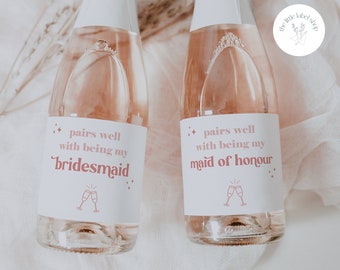 Bridesmaid proposal box idea, mini champagne label for bridesmaid, maid of honor gift,  bridal party proposal