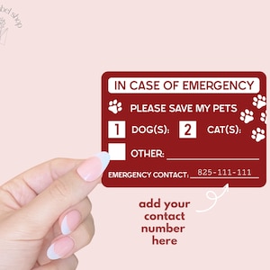 Pair of Pet Emergency Stickers, In case of Emergency Pet Decal for Pet Owners, Emergency Window Stickers