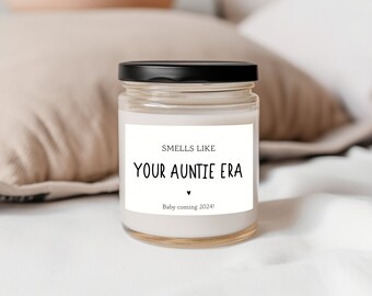 Baby announcement candle label, Gift for Aunt, Pregnancy Announcement gift, Custom Candle Label, New auntie gift