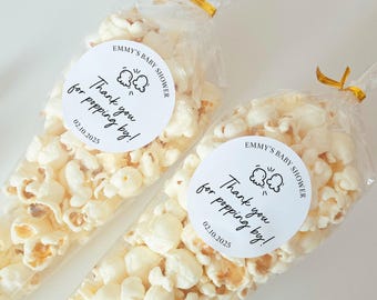 Popcorn Favors Baby Shower, Thanks for Popping By, Popcorn Favor Stickers, Favor Labels, Baby Shower Favors