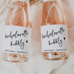 Etiquetas para mini botellas de champán en despedida de soltera, ideas para recuerdos de despedida de soltera, regalos para la futura esposa, etiqueta para botellas de champán en despedida de soltera