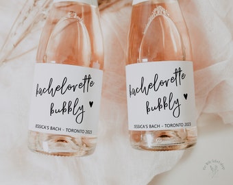 Bachelorette party mini champagne bottle labels, bridal shower favor ideas, hens party gifts, Future Mrs, bachelorette bubbly label