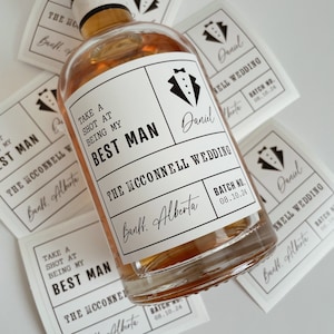 Groomsmen proposal whiskey label, will you be my groomsman label, groomsmen gift, best man gift, usher proposal gift, wedding label