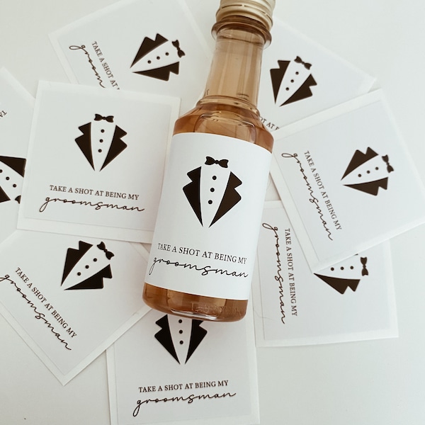 Groomsmen proposal label, Will you be my groomsman label, groomsmen gift, best man gift, shooter label, bridal party gift