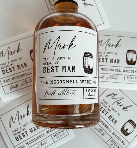 Groomsmen proposal whiskey label, will you be my groomsman label, groomsmen gift, best man gift, usher proposal gift, wedding label
