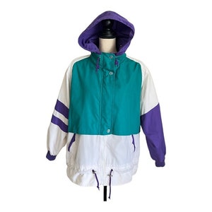 Mulberry Street Vintage 70s Color Block Multifunctional Hooded Jacket Size L