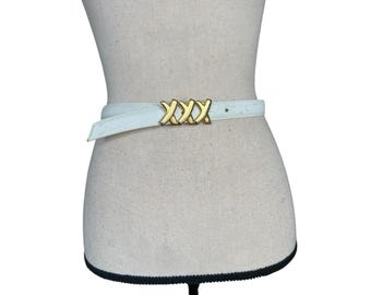Vintage 90s to 80s Paloma Picasso Cream Suede Leather Belt  display picture 3
