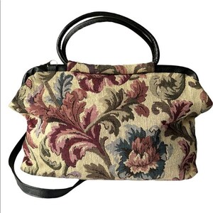 Vintage 70s Victorian Floral Tapestry Colorful Traveler Handbag image 2